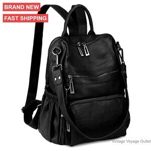 Convertible Vegan Leather Backpack Purse with Tassel, Holds 14" Laptop